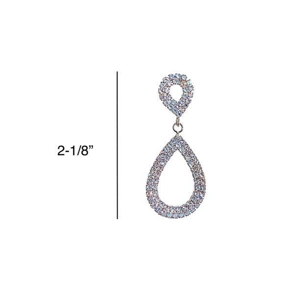 2/$20! Silver Crystal Pave Teardrop Stud Earrings - Picture 5 of 7